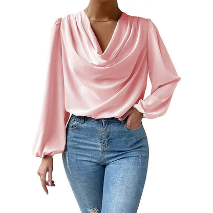 Ladies blouse with elegant draping Ivyshape