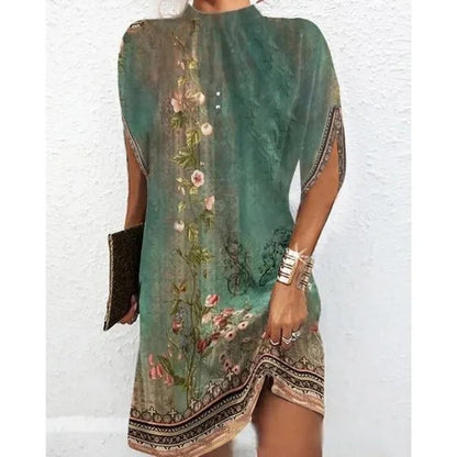 Women Abstract Print Kaftan Dress Ivyshape