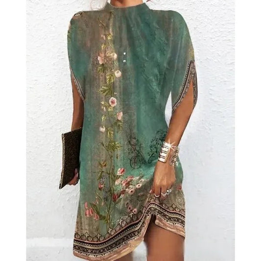 Women Abstract Print Kaftan Dress Ivyshape