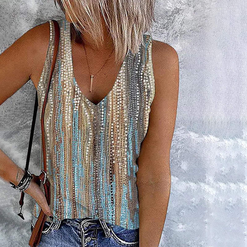 Women Rhinestone-Embellished V-Neck Top Ivyshape