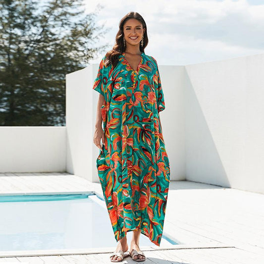 Women's beach dress with floral design and casual fit Ivyshape