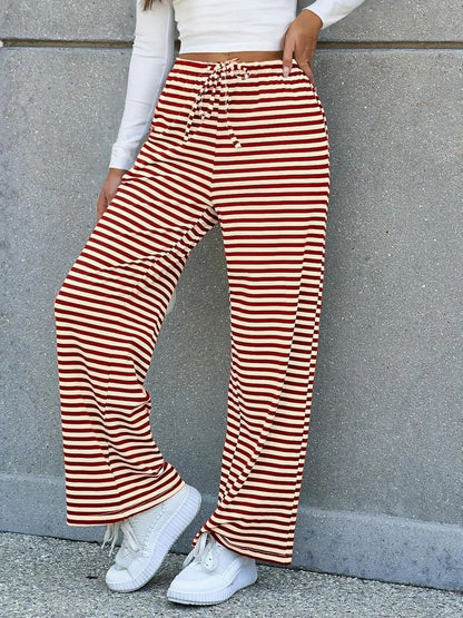 Women's High-Waisted Striped Lounge Pants Ivyshape