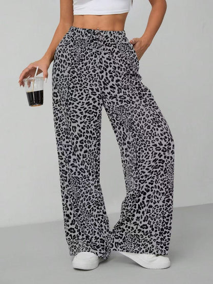 Women's Relaxed Fit Leopard Print Palazzo Pants Ivyshape