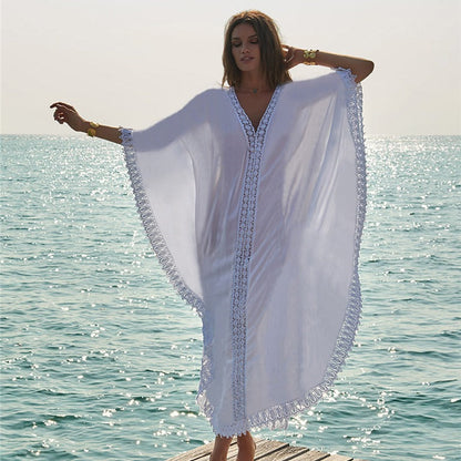 Women's Beach Kaftan with Elegant Lace Border Ivyshape