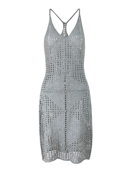 Ladies Crochet Beach Dress with Intricate Hole Pattern Ivyshape