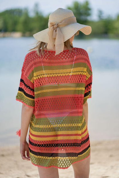 Women’s Casual Crochet Beach Tunic with Fringes Ivyshape