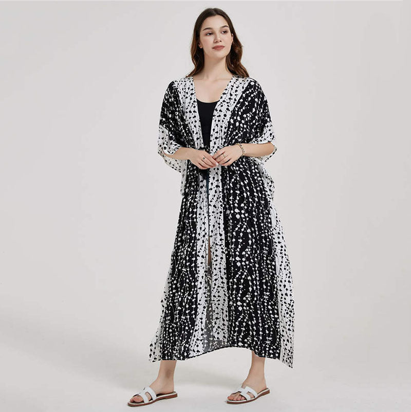 Women’s Long Kaftan Robe in Artistic Pattern Ivyshape