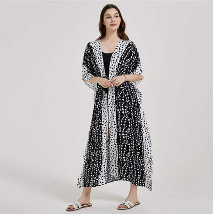 Women’s Long Kaftan Robe in Artistic Pattern Ivyshape