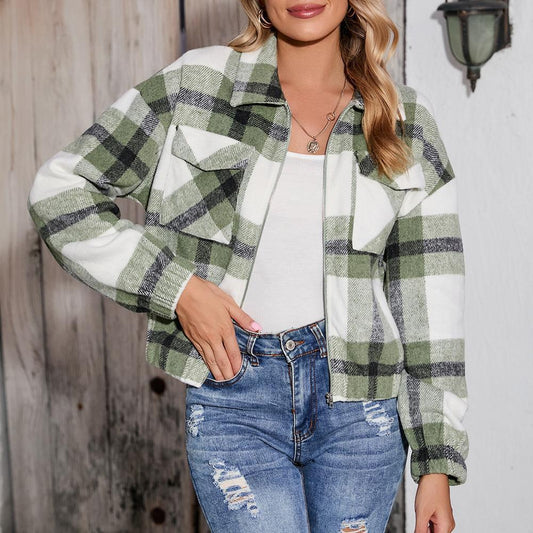 Women's Check Flannel Jacket Ivyshape