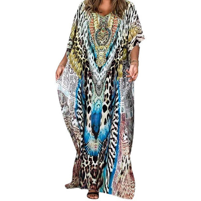 Women's Beach Kaftan with striking animal motif and elegant cut Ivyshape