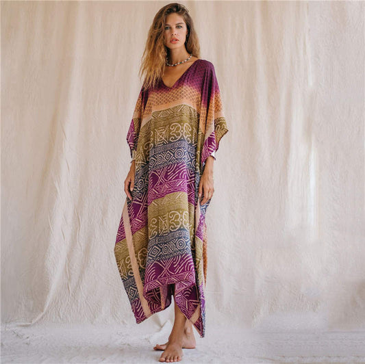 Women Kaftan with innovative geometric pattern and loose fit Ivyshape