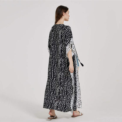 Women’s Long Kaftan Robe in Artistic Pattern Ivyshape