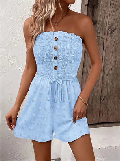 Women's airy jumpsuit with practical buttons and gatherings Ivyshape