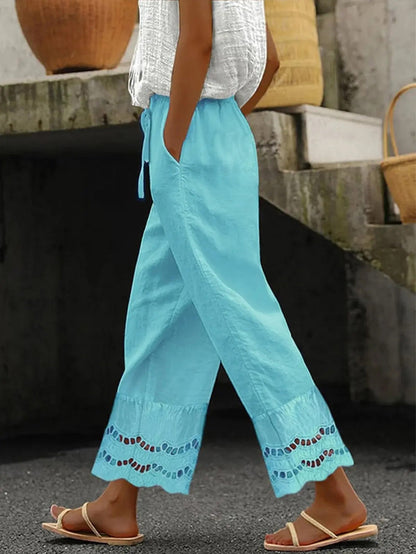 Ladies Light Embroidered Loose Pants Ivyshape