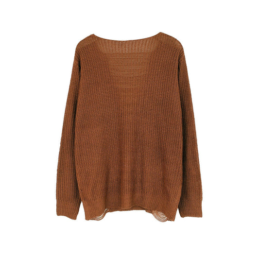 Ladies casual knit pullover with sophisticated fraying Ivyshape
