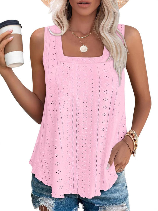 Ladies' top with square neckline and eyelet details Ivyshape