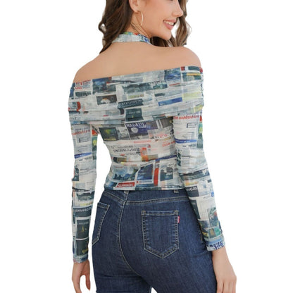 Women's Off-Shoulder Graphic Print Top Ivyshape