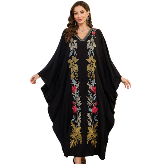 Ladies stylish Kaftan robe with elaborate floral embroidery design Ivyshape