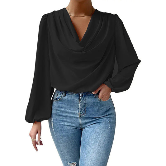 Ladies blouse with elegant draping Ivyshape