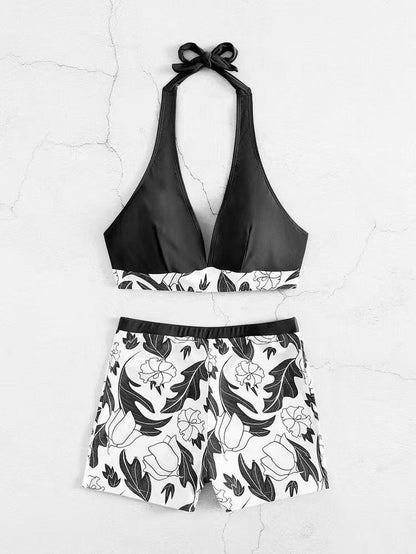 Women's bikini top with high-cut shorts and floral design Ivyshape