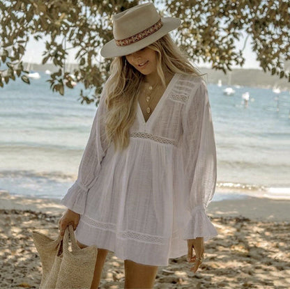 Women airy beach dresses with romantic ruffles and lace accents Ivyshape