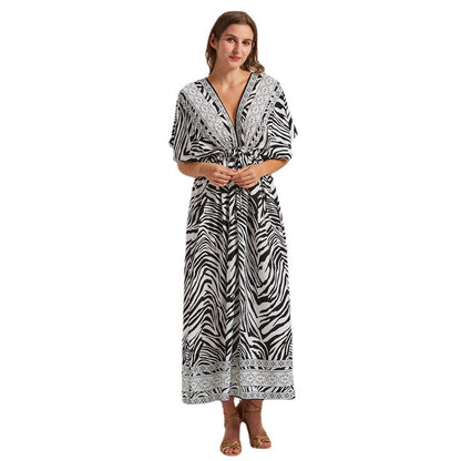 Women’s Maxi Dress with V-Neck and Flared Sleeves Ivyshape