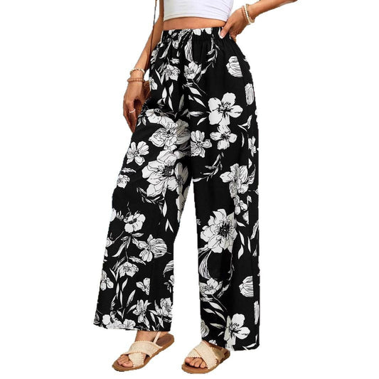 Ladies Floral Wide Pants Ivyshape