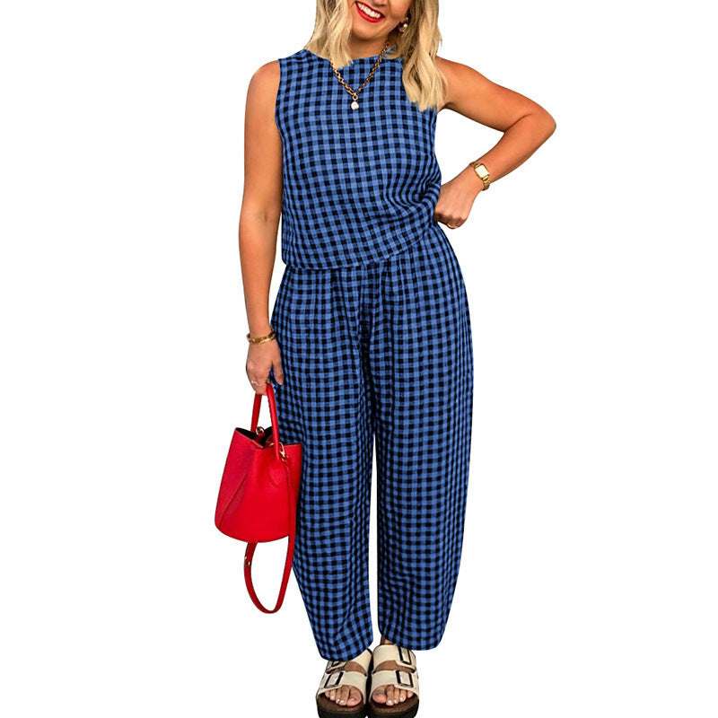 Women's jumpsuit with check pattern and relaxed fit Ivyshape