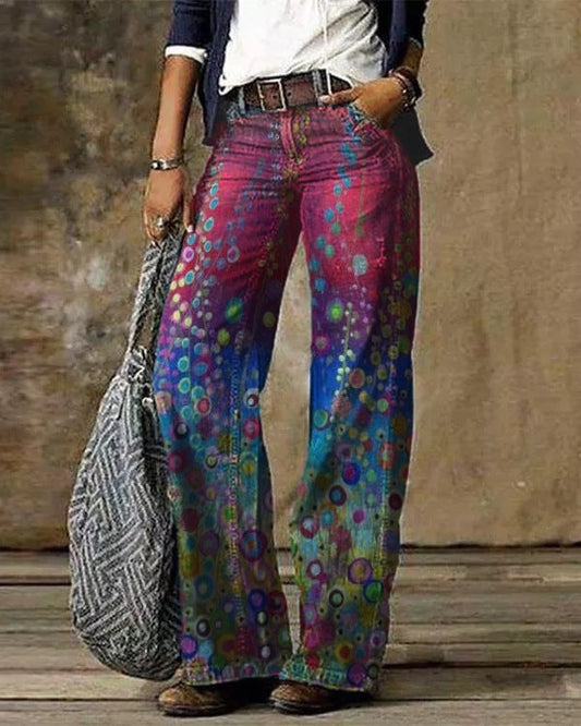 Valeria - Wide-leg jeans with floral print
