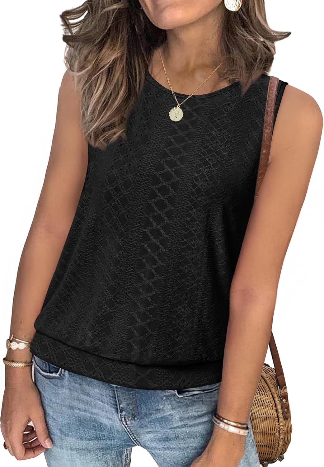 Women Crochet Lace Detail Sleeveless Top Ivyshape