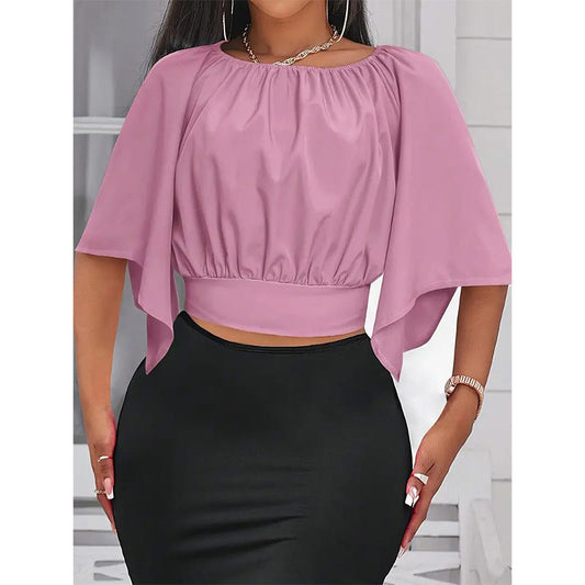 Ladies elegant top with wide cut sleeves Ivyshape