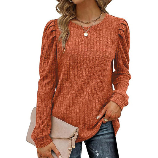 Women Structured Sweater with Puff Sleeves Ivyshape