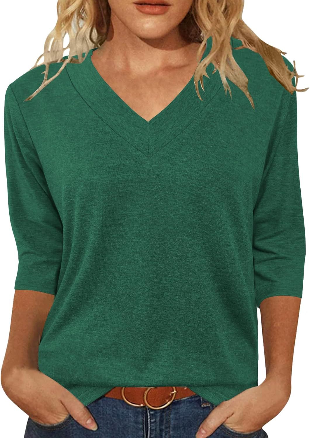 Women Relaxed Fit V-Neck Top Ivyshape