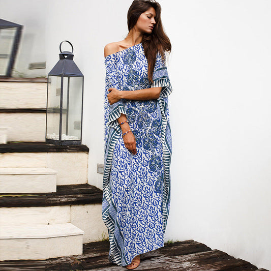 Women's Maxi Beach Dress with Stylish Floral Design and Airy Silhouette Ivyshape