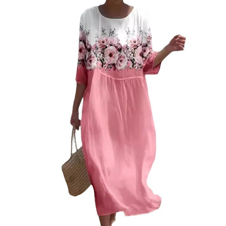 Maxi dress with floral pattern for women Ivyshape