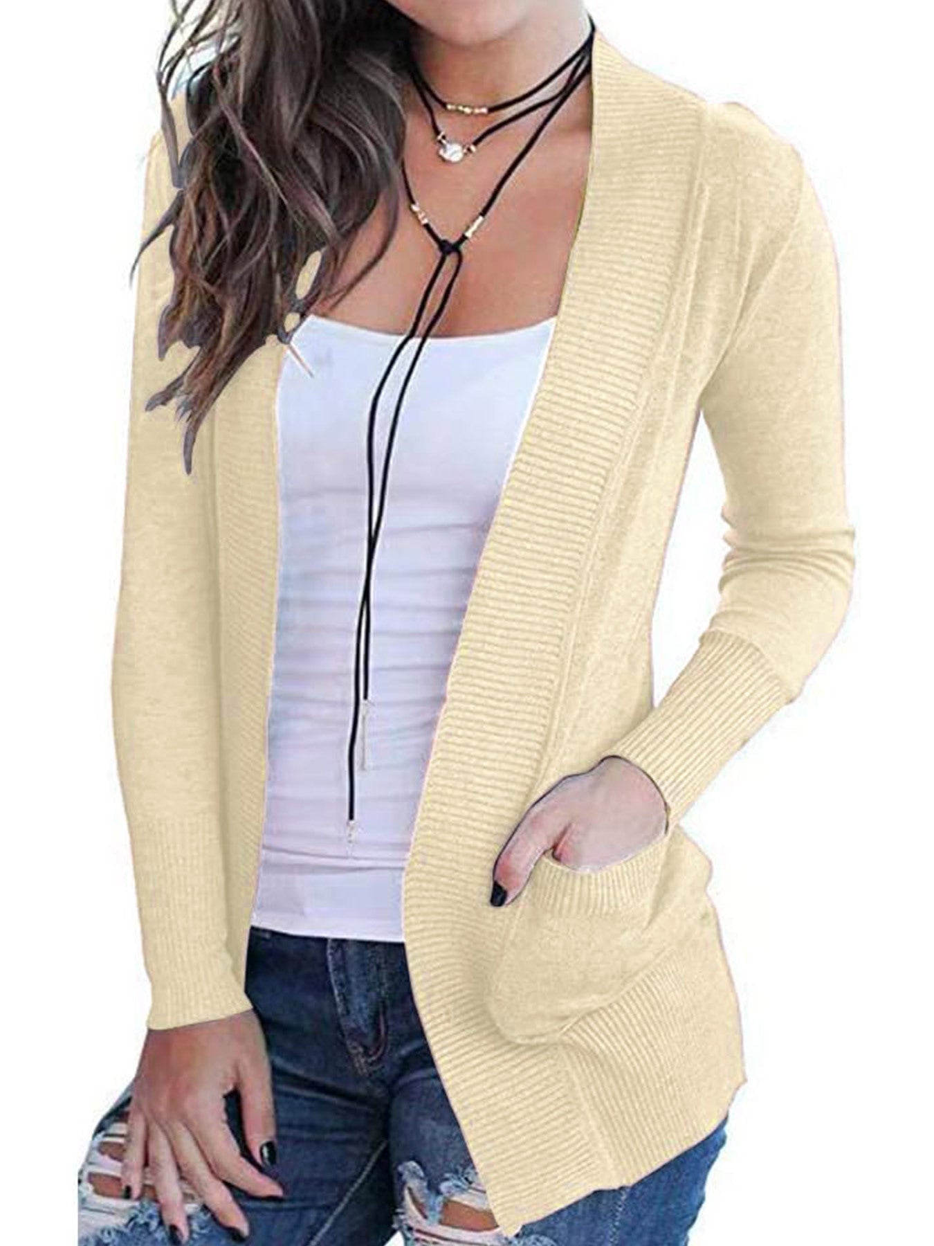 Women's cardigan with open cut and pockets Ivyshape