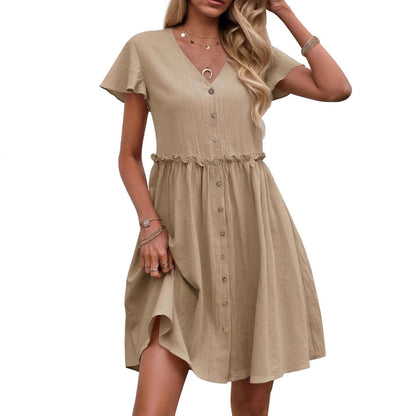 Women's Button-Down Flared Mini Dress Ivyshape