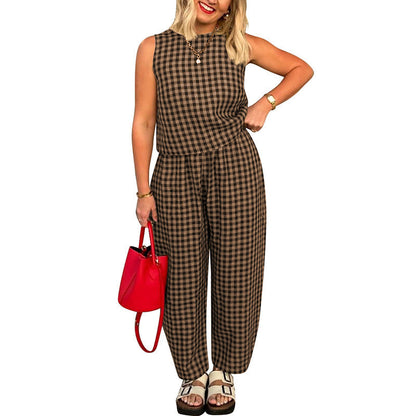 Women's jumpsuit with check pattern and relaxed fit Ivyshape