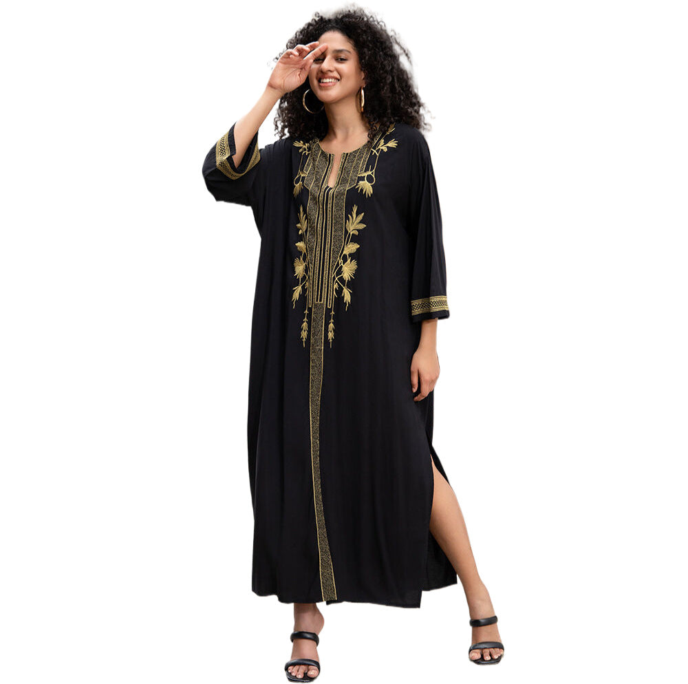 Ladies elegant kaftan with elaborate gold embroidery Ivyshape