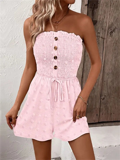 Women's airy jumpsuit with practical buttons and gatherings Ivyshape