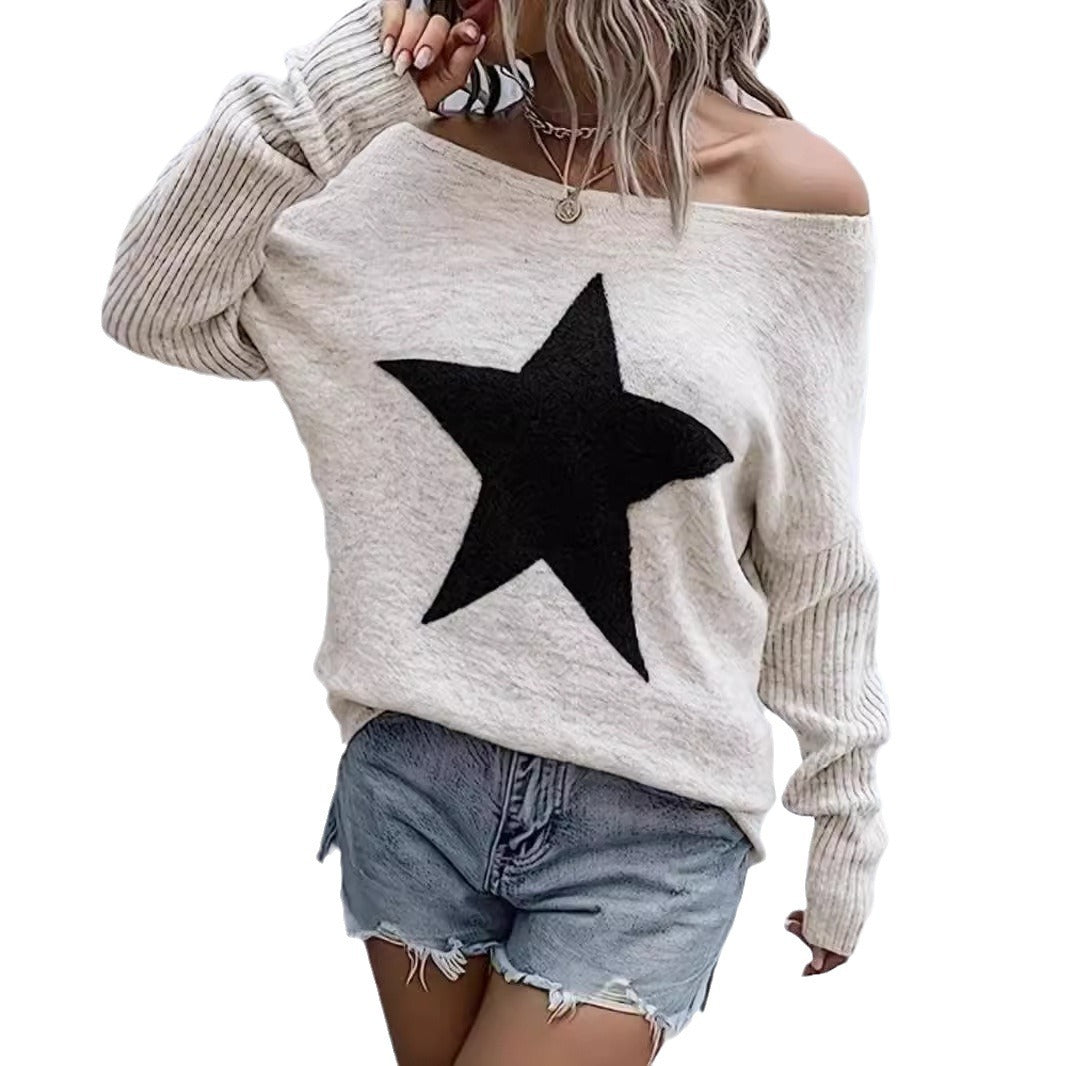 Women's casual oversized sweatshirt with star motif Ivyshape