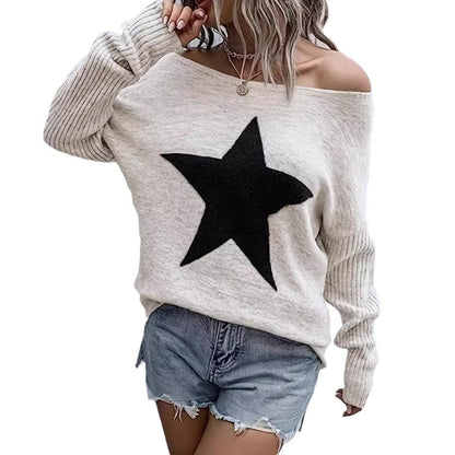 Women's casual oversized sweatshirt with star motif Ivyshape