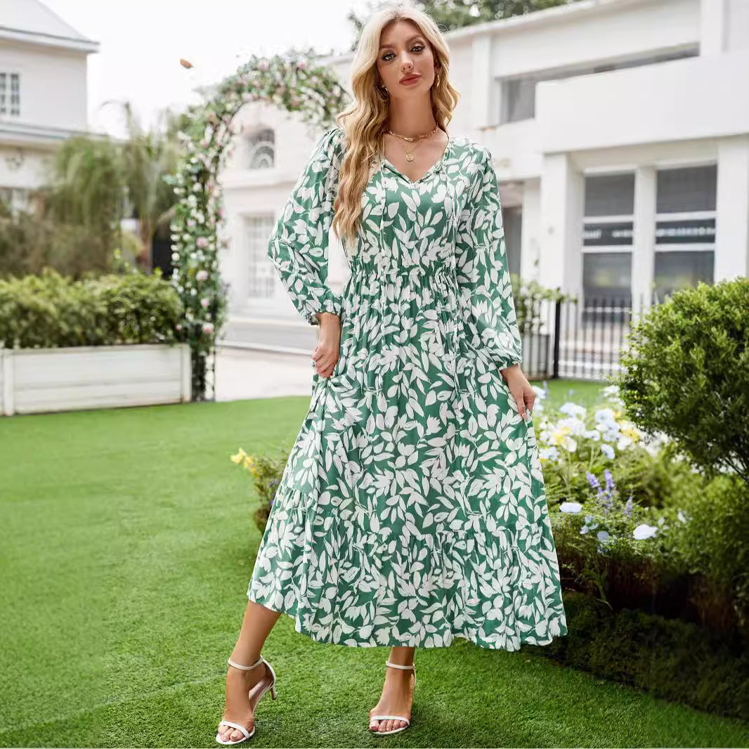 Ladies max dress with stylish floral pattern and flattering cut Ivyshape
