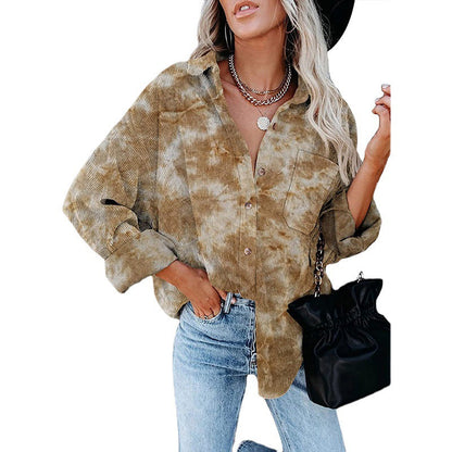Women's casual oversized shirt blouse made of cord Ivyshape