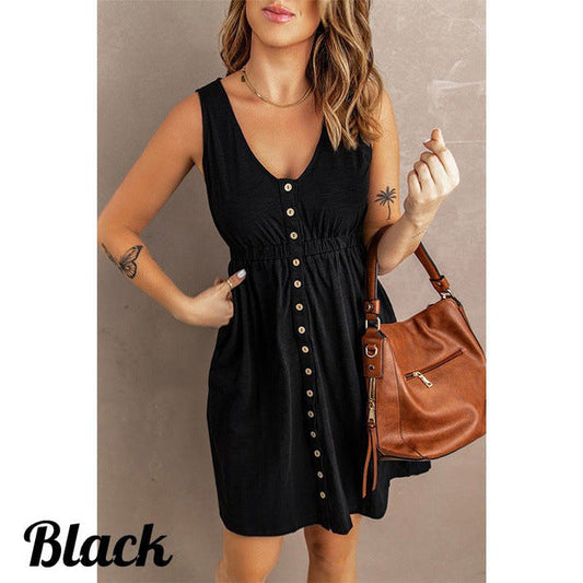 Ladies Casual Button Shell Summer Dress Ivyshape
