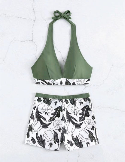 Women's bikini top with high-cut shorts and floral design Ivyshape