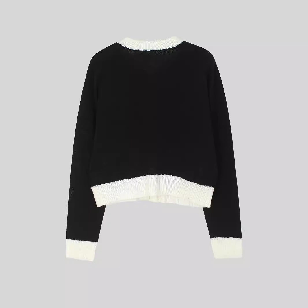 Women elegant and lighter knit cardigan with contrast details Ivyshape