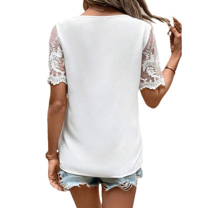Women's Elegant Blouse with Lace Sleeves Ivyshape