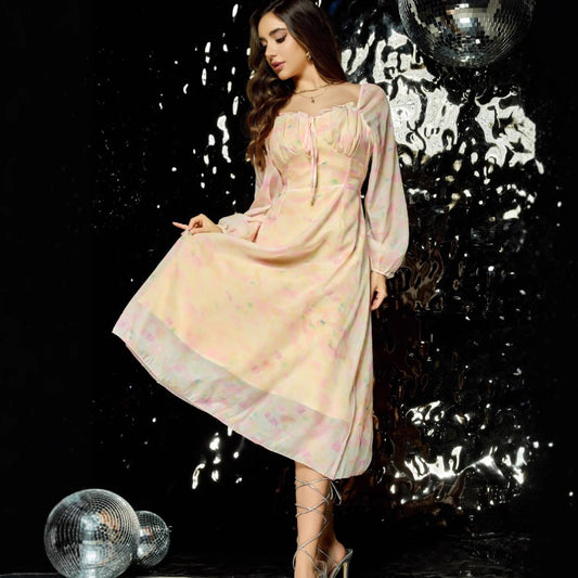 Ladies Flower Midi Dress Ivyshape