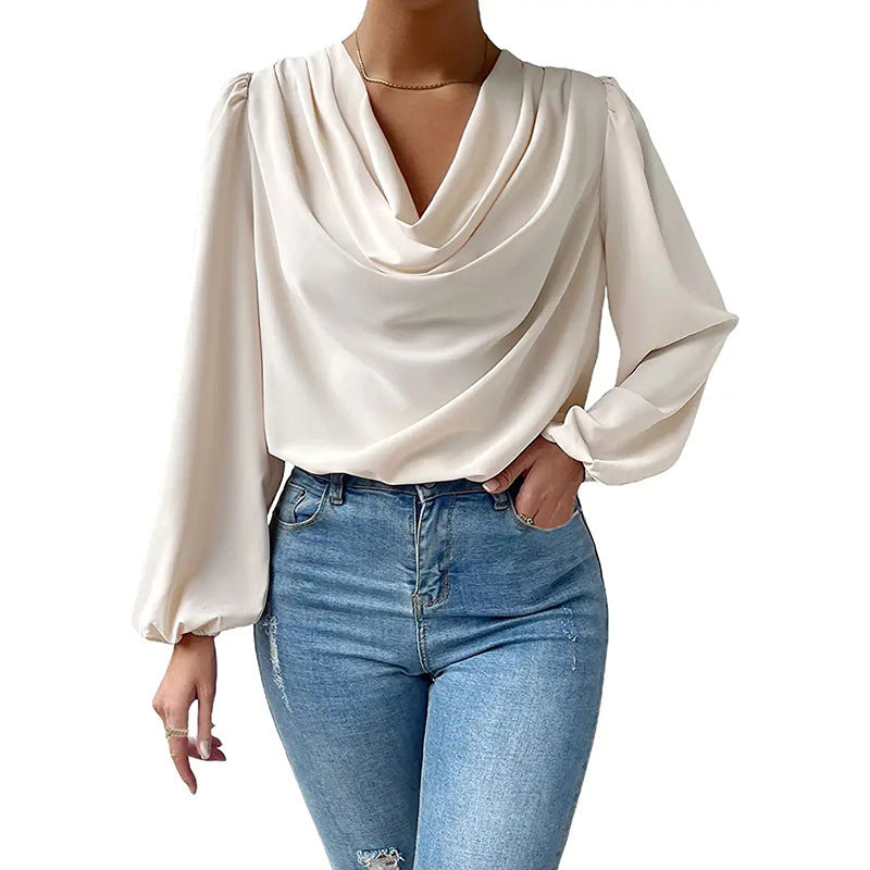 Ladies blouse with elegant draping Ivyshape
